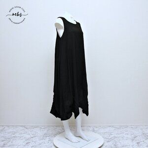 Moss Club Linen Cotton Blend Crew Neck Sleeveless Baggy Midi Dress